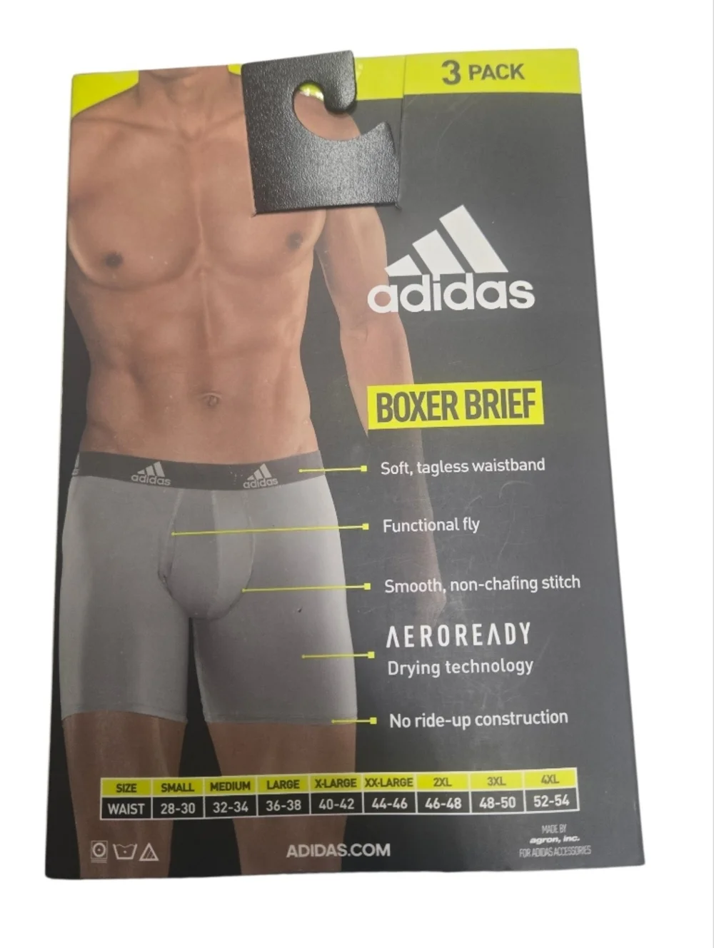 adidas Black Men’s Boxer Briefs 3-Pack with Logo Waistband